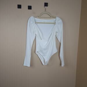 Lani the Label Long Sleeve Ribbed Bodysuit in White Size M